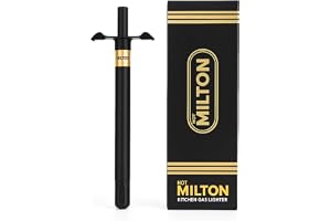 Kitchen Metal Gas Stove Lighter with Ergonomic Grip and Extended Nozzle Safe and Durable Cooking Lighter for Kitchen Use - 1-Year Warranty (Black & Gold)