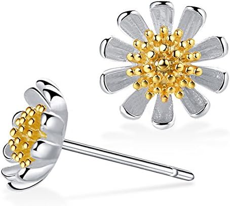 Mrs IXIQI True Sterling Silver Sun Flower Studs Earring Stud for Women with Fashion Gift Box