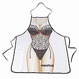 Tamaño: 56 x 72cm ABCTen Sexy Delantal de Cocina Barbacoa Regalo Divertido (Mujer Lencería Negro)