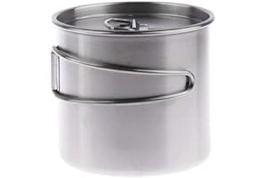 Tubayia Tasse de camping en acier inoxydable 500 ml avec poignée rabattable et couvercle