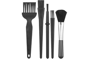 DULSPUE Kit Pulizia pc - 5 pennelli antistatici, Kit di Pulizia per Il PC, Kit per Pulizia della Polvere per Fotocamera del Computer Piccole spazzole antistatiche Portatili per la Pulizia della casa