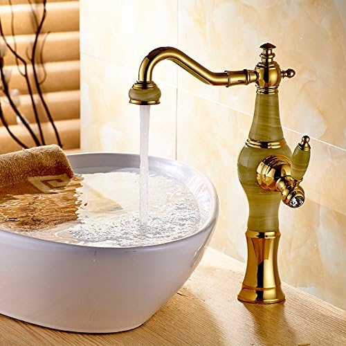 European style natural jade on top of the basin hot and cold water tap all copper gold art pots antique marble,High section