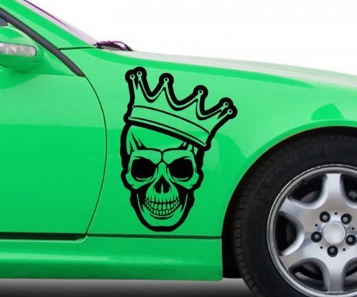 myDruck-Store Adesivi per Auto Teschio con Corona Teschio Adesivo Halloween Adesivo Auto 5O164 - Nero Opaco, 70cm