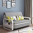 Poppins HOME Pull-Out Foldable Sofa Bed Double-Seat Multi-Functional soft Sofa, Modern Style Living Room and Bedroom comfortable Sofa Bed Chair (Gray, 1.58m)
