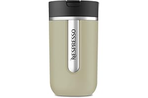 Vaso térmico Nespresso pequeño verde salvia - Taza térmica para bebidas frías y calientes como café, té, matcha, etc., 300 ml, a prueba de fugas, apta para lavavajillas, taza de café con tapa, taza de