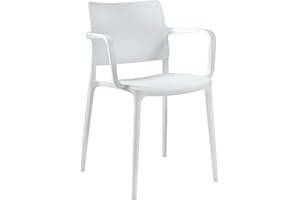 ‎PAPATYA PAPATYA 1er-Set Kunststoffstuhl Joy-K mit Armlehnen I Designstuhl mit Einer Belastbarkeit von 200 kg (Weiß)