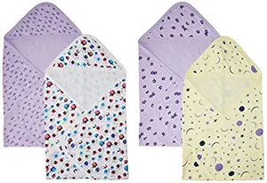 Amazon Brand - Solimo Hooded Baby Towel/ Wrapper, Pack of 4 (508.0mm L X 610.0mm W)