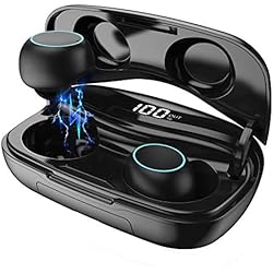 HETP Écouteur Bluetooth sans Fil Micro Oreillettes Bluetooth Étanche IPX7【LCD 100%-0】3500mAh Boîte de Charge Autonomie 120heure Réduction du Bruit CVC 8.0 Casque Stéréo Écouteur Sport pour iOS Android