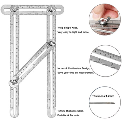 Angle-izer Vorlage Werkzeug Mess-Lineale Falten Edelstahl misst alle Winkel und Formen stark und langlebig - 2