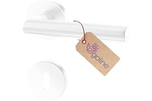 ERGO line LUCA Poignée de porte d'intérieur, blanche, pour portes d'intérieur à clé, paire de poignées de porte sur rosaces rondes, blanche mate, garnitures de porte, poignée