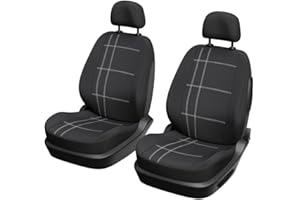 CARLINEA XL Cover Set 2 Fodere Sedile Auto Anteriori Universali Nero - Airbag Compatibili ISOFIX - Elastici Antisudore Impermeabili Lavabili
