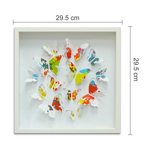 denoda® Bilderrahmen mit farbigen Schmetterlingen – 3D – Wandsticker (Wandsticker Wanddekoration Wohndeko Wohnzimmer Kinderzimmer Schlafzimmer Wand Aufkleber) - 3