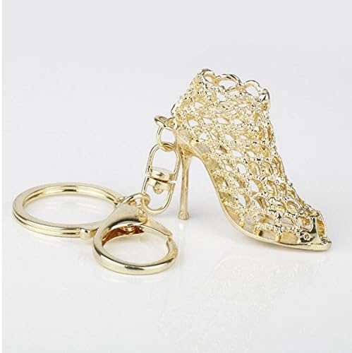 Car women creative fashion metal heels pendant jewelry keychain (silver. Gold) , Golden