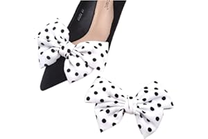 Tsangbaby Clip per scarpe con fiocco in raso a pois in tinta unita clip per scarpe rimovibili eleganti per feste di nozze fibbia per scarpe borsa abbigliamento accessori per capelli per donne ragazze