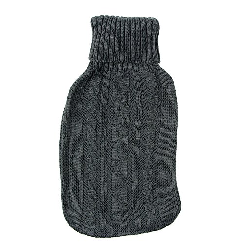 UK KNITTED LARGE HOT WATER BOTTLE WITH BEAUTIFUL COVER (Grey)