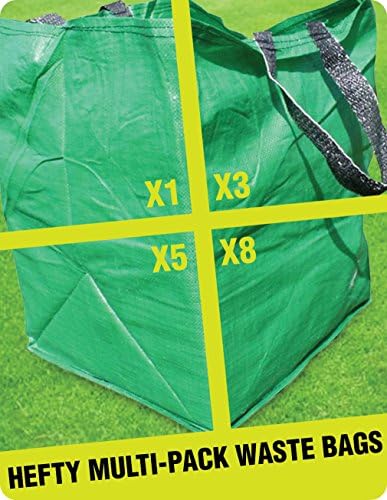 3 X GARDEN WASTE CUBE BAGS - Best Multipurpose HEFTY Reusable Sack Storage Bag For The Disposal Of Leaves, Weeds & Grass Cuttings - (136 Litre Capacity) (3)