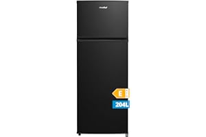 Midea MERT210FGE30 Frigo-congelatori doppia porta 204 L, Congelatore da Montare in Alto, 176kWh/annum, controllo della temperatura regolabile, Luce LED, Nero