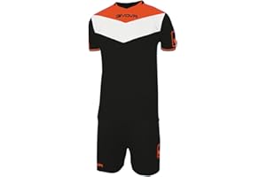 Givova KITC63, Maglia E Pantaloncino da Calcio Unisex – Adulto, Nero/Arancio Fluo, M