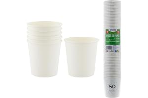 Dohe Horeca - Vita Engångsmuggar 120 ml (50 st) - Att Ta Med Kalla/Varm Drycker, Återvinningsbara Pappersmuggar För Vatten, K