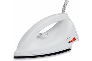 Bajaj DX-6 1000 Watts Dry Iron | Advance Soleplate And Anti-Bacterial German Coating Technology | Thermol Fuse Safety | Auto Shut-Off | Cool Touch Body | 2 Yr Warranty 【White】