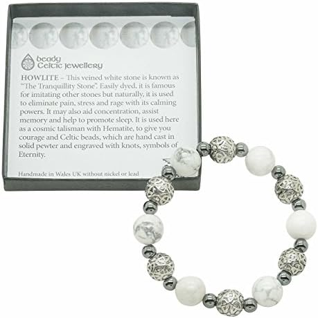 Big Beady Celtic bracelet with natural Howlite gembeads