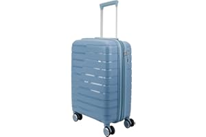 EUES Maletas de Viaje Cabina Pequeña Trolley Rígida (52 x 35 x 20 cm), Maletas de Viaje con Ruedas Giratorias y Cerraduras de Dial Material PP Ligero (Azul-XS)