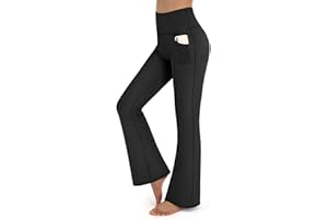Promover Pantalons de Yoga et Pilates Femme Femmes Pantalons de Sport Bootcut avec Poches Taille Haute Workout Bootleg Tummy Control Pantalon de Travail et Décontracté