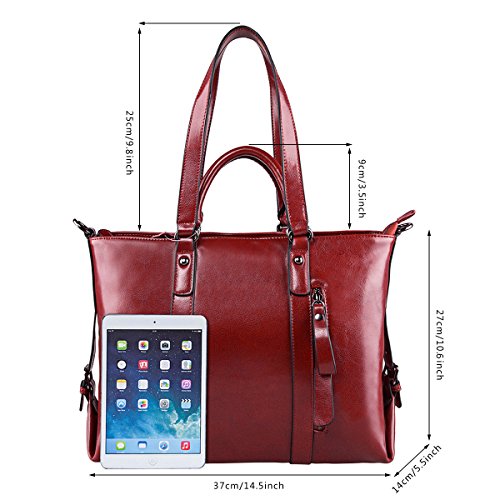 S-ZONE Frauen 3-Weg-Tragen Echtes Leder Tasche Handtasche Schultertasche - 6