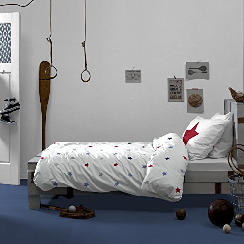 Fashion Bettwäsche JOLIE BLUE weiße Baumwolle mit bunten Sternen 135X200 cm