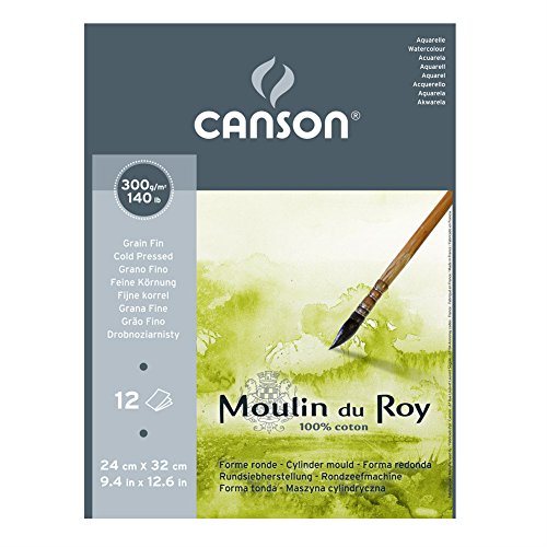 Canson Moulin du Roy - Bloc papel de acuarela, 24 x 32 cm, color blanco natural
