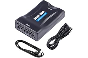 Scart to HDMI Converter with HDMI Cable,KUYiA SCART In HDMI Out Adaptor,Full HD 720P/1080P Switch Video Audio Upscale Converter for HDTV Monitor Projector STB VHS Xbox PS3 Sky Blu-ray DVD Player