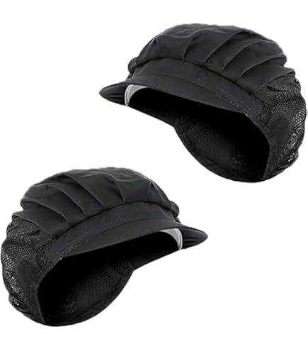 SUSSURRO 2 cappelli da chef neri regolabili con tesa mezza maglia mezzo panno cappelli da catering traspirante unisex copertura per capelli cappello rinfrescante per cucina ristorante cucina, bianco