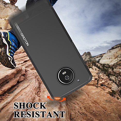 OMOTON Funda Moto G5  Doble Capa  Suave TPU Interior  Durable PC Exterior  Anti-ara  azos  Compacta Carcasa  Alta Defensa  Moto G5 Carcasa  Negro