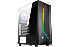 MSI MAG VAMPIRIC 100R Mid Tower Gaming Computer Case (Black, 1x 120mm ARGB PWM Fan, 1x 120mm PWM Fan, RGB Front Panel, Tempered Glass, MSI Center, ATX, mATX, mini-ITX)