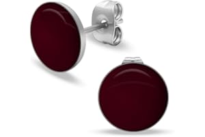 Soul-Cats Round Stud Earrings Stainless Steel Shiny for Women Girls Diameter 10 mm