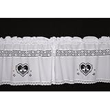 Landhausgardinen, Scheibengardinen, weiß mit Motiv 