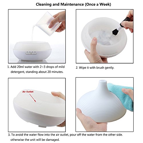 Tepoinn 300ml Aroma Diffusor Luftbefeuchter Ultraschall mit LED Farbwechsel Duftzerstäuber Humidifier Essential Oil Diffuser Purifier für Babies Kinder Haus Yoga Büro Spa – Weiß (300ml) - 7