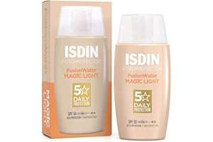 ISDIN Fusion Water Color SPF 50 (Light) 50ml, Tinted daily facial sun cream, Ultra-light texture