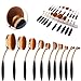 CDC® Golden Black Oval 10PCs Pro Cosmetic Makeup Face Powder Blusher, Toothbrush Curve Liquid Foundation Blending Brush, Powder Cream Concealer Cosmetic Tools-Makeup Kit