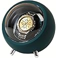 Mforall Automatic rotating Watch winder watch holder display case for shop box rotation smart box Self-Winding Watch Box USB Cable and Battery Slot 1 slot (Green)