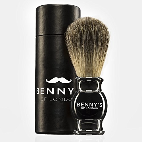 SHAVING BRUSH - Badger Hair Brush For Men's Best Shave Set From Benny's of London Ensures A Fine Close Shave Made From 100% Pure Badger Hair With High Quality Metal Handle To Deliver The Most Luxurious Shave Lather - Enhance Your Shave Experience Now!