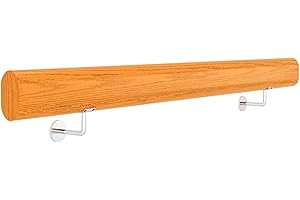 JIAJULASHOU123 Wooden Handrail for Elderly Children Stair Banister Kit for Indoor Outdoor Safety Solid Staircase Handrail Anti-Slip Stair Railing for Loft Wood Banister Hand Grab Rail (120cm)
