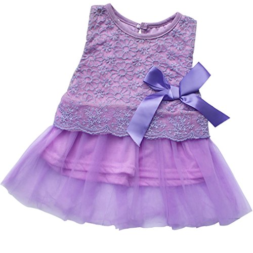 EFE Baby Infant Girls Lace Tutu Party Dress Princess Wedding Clothing Purple 12-18 Months