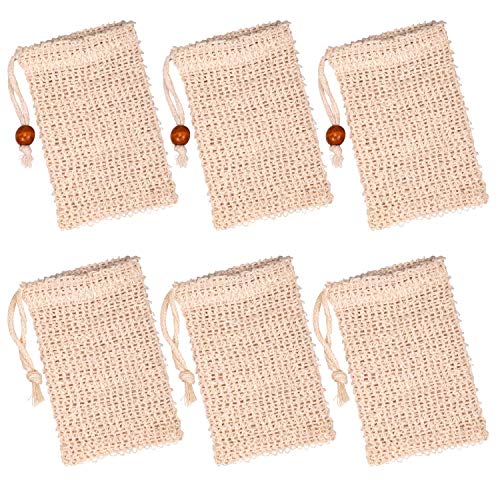 MiMoo Bolsa de jabón, 6 Pcs Bolsa De Jabón De Sisal para espumar y secar jabones, exfoliación, Masaje, Bolsas de jabón