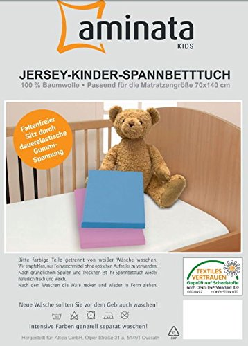 Aminata Kids – Feinjersey Spannbetttuch á 70×140 cm | verschiedene Farben | Spannbettlaken für Kinderbett - 3
