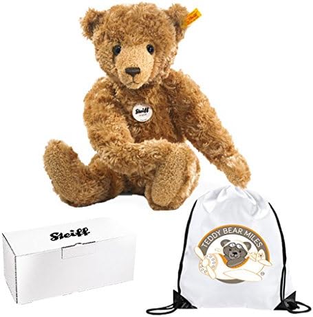 Collectable Authentic Steiff George Teddy Bear - 40 cm and Reusable Gift Bag - Adorable Plush Bear - Ladies Women Lady Woman Her - Get Well Soon Present Gift Idea - Suitable From Birth