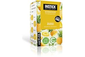 INSTICK JUST ADD WATER Instic Boisson instantanée sans sucre (ananas) 12 x 0,5-1 l Poudre pour boissons végétaliennes faible en calories et vitamine C Poudre instantanée