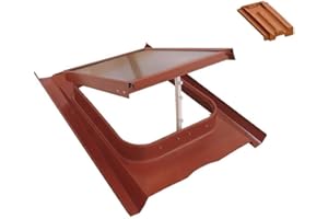 Lucernario Vetro Retinato - Modello 45X60 cm- Telaio in Acciaio - Apertura Vasistas - Luxtig (Coppo Piano/Marsigliese, Rosso Mattone)