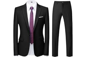 KUDORO Costume Homme 2 pièces Slim Fit Smoking Simple Poitrine à Un Bouton, Men Suits 2 Piece pour Mariage Business Fête Confort Elégant Blazer Veste et Pantalon