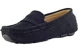 WUIWUIYU Kids' Boy's Girl's Slip-on Moccasin Suede Loafers Shoes